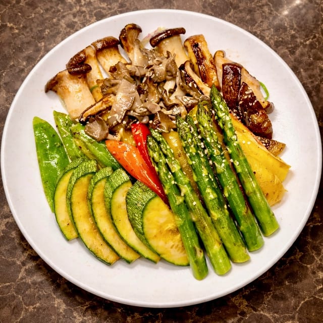 Mushroom and Veggie BBQ Lunch.