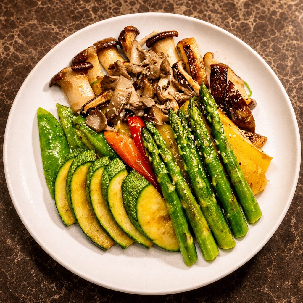 Mushroom and Veggie BBQ Lunch.